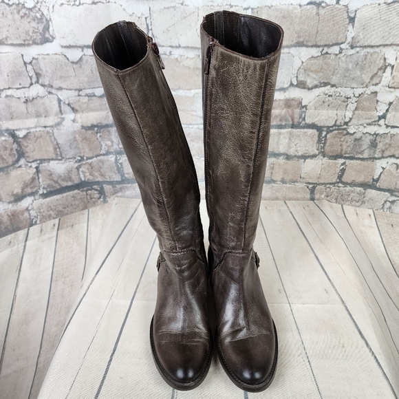 Vintage Tall Fashion Riding Boots Dark Taupe Brown Size 38=7.5 Prep Preppy - Picture 8 of 16